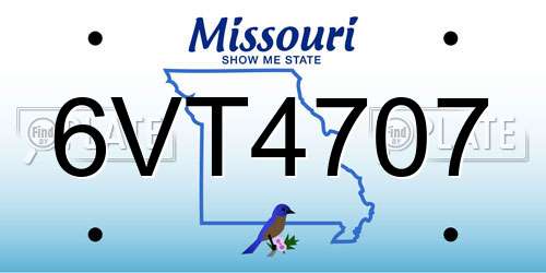6VT4707 Missouri License Plate