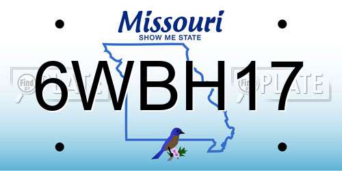 6WBH17 Missouri License Plate