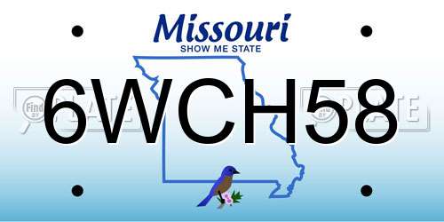 6WCH58 Missouri License Plate
