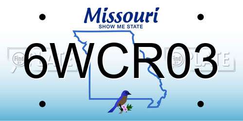 6WCR03 Missouri License Plate