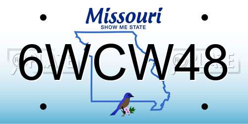 6WCW48 Missouri License Plate