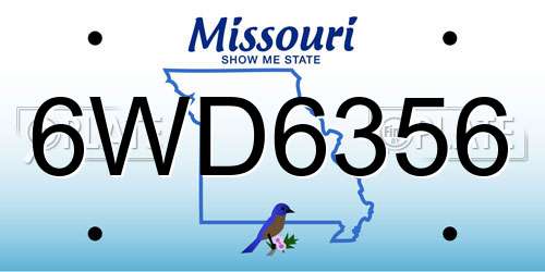 6WD6356 Missouri License Plate