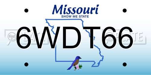 6WDT66 Missouri License Plate