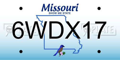 6WDX17 Missouri License Plate
