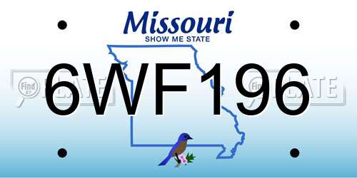 6WF196 Missouri License Plate