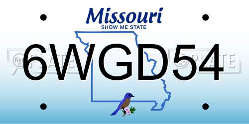 6WGD54 Missouri License Plate