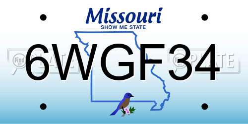 6WGF34 Missouri License Plate