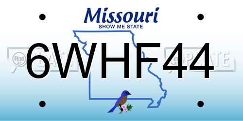 6WHF44 Missouri License Plate