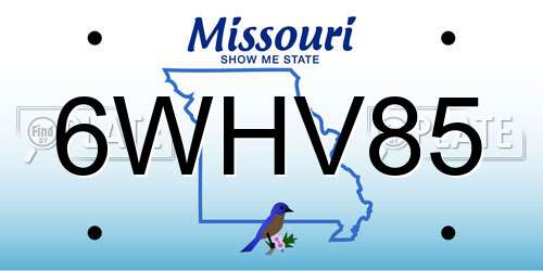 6WHV85 Missouri License Plate