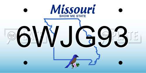 6WJG93 Missouri License Plate