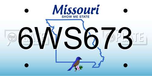 6WS673 Missouri License Plate