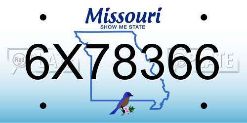 6X78366 Missouri License Plate