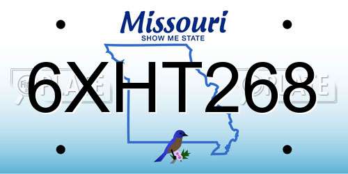 6XHT268 Missouri License Plate