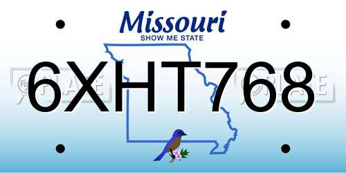 6XHT768 Missouri License Plate