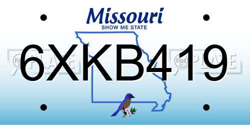 6XKB419 Missouri License Plate