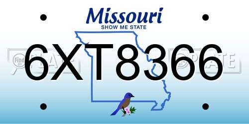 6XT8366 Missouri License Plate