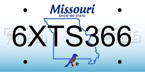 6XTS366 Missouri License Plate