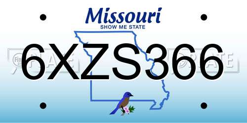 6XZS366 Missouri License Plate