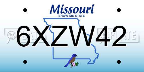 6XZW42 Missouri License Plate