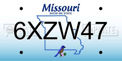 6XZW47 Missouri License Plate