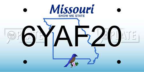 6YAF20 Missouri License Plate