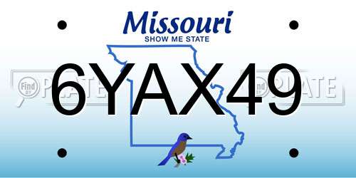 6YAX49 Missouri License Plate