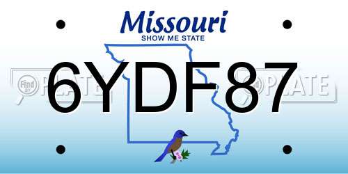 6YDF87 Missouri License Plate
