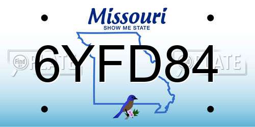 6YFD84 Missouri License Plate