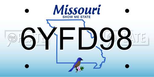 6YFD98 Missouri License Plate