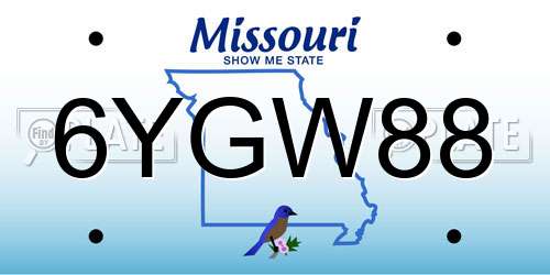 6YGW88 Missouri License Plate