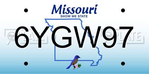 6YGW97 Missouri License Plate