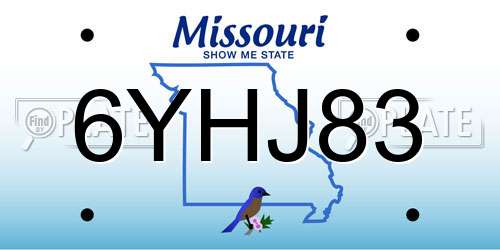 6YHJ83 Missouri License Plate