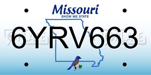 6YRV663 Missouri License Plate
