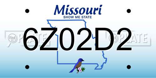 6Z02D2 Missouri License Plate