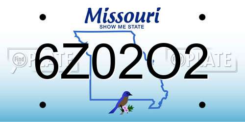 6Z02O2 Missouri License Plate