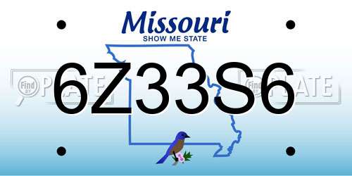 6Z33S6 Missouri License Plate