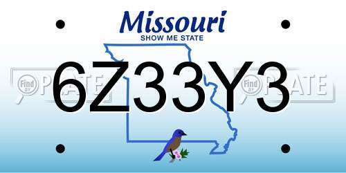 6Z33Y3 Missouri License Plate