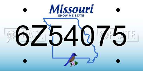 6Z54075 Missouri License Plate
