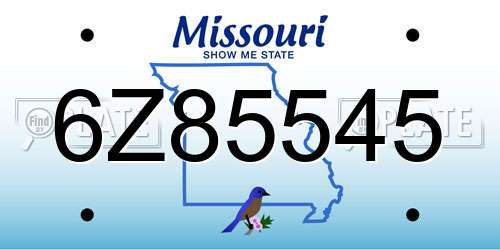 6Z85545 Missouri License Plate