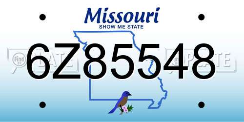 6Z85548 Missouri License Plate
