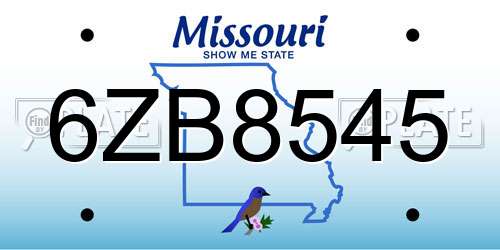 6ZB8545 Missouri License Plate