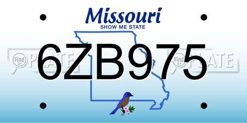 6ZB975 Missouri License Plate