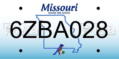 6ZBA028 Missouri License Plate