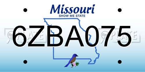 6ZBA075 Missouri License Plate