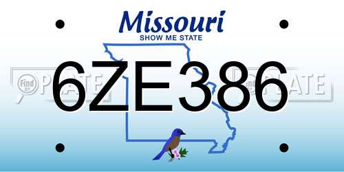 6ZE386 Missouri License Plate