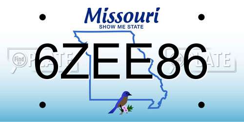 6ZEE86 Missouri License Plate