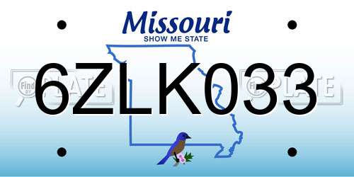 6ZLK033 Missouri License Plate
