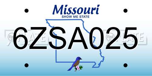 6ZSA025 Missouri License Plate
