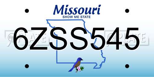 6ZSS545 Missouri License Plate