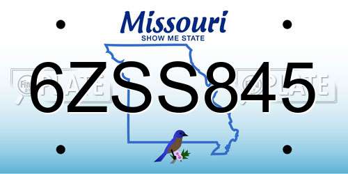 6ZSS845 Missouri License Plate